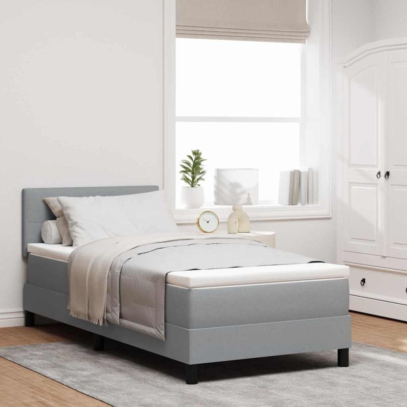 vidaXL Letto Box Spring con Materasso Grigio Chiaro 80x200 cm in Tessuto vidaXL Letto Box Spring con Materasso Grigio Chiaro 80x200 cm in Tessuto