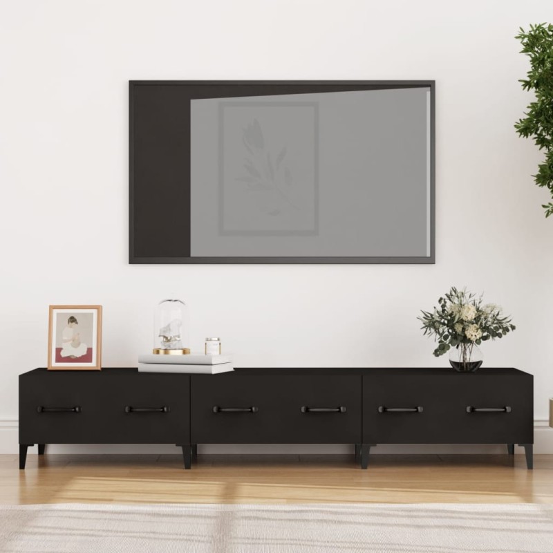 Mobile Porta TV Nero 150x34,5x30 cm in Legno Multistrato Mobile Porta TV Nero 150x34,5x30 cm in Legno Multistrato