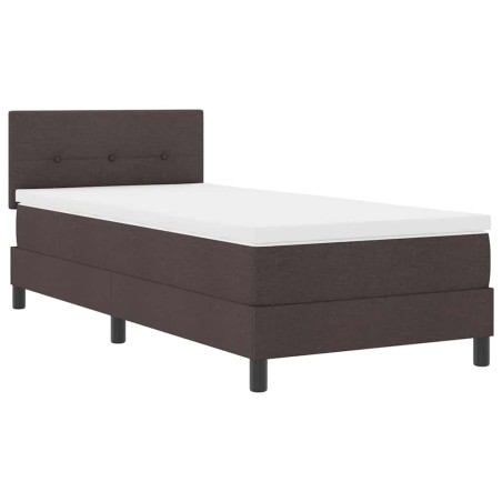 vidaXL Letto Box Spring con Materasso Marrone Scuro 100x200 cm Tessuto