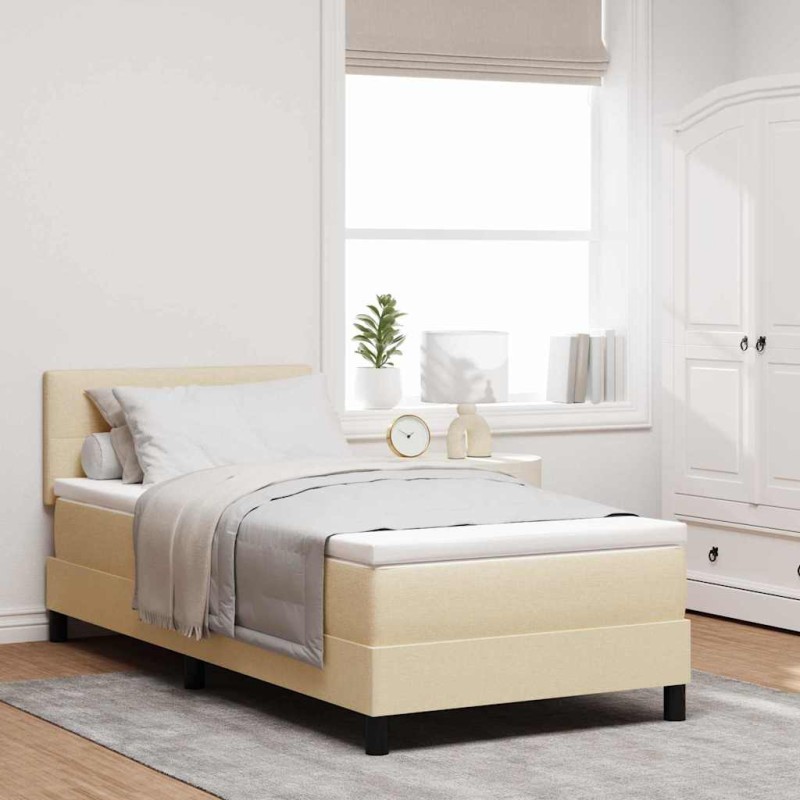vidaXL Letto a Box con Materasso Crema 100x200 cm Tessuto vidaXL Letto a Box con Materasso Crema 100x200 cm Tessuto