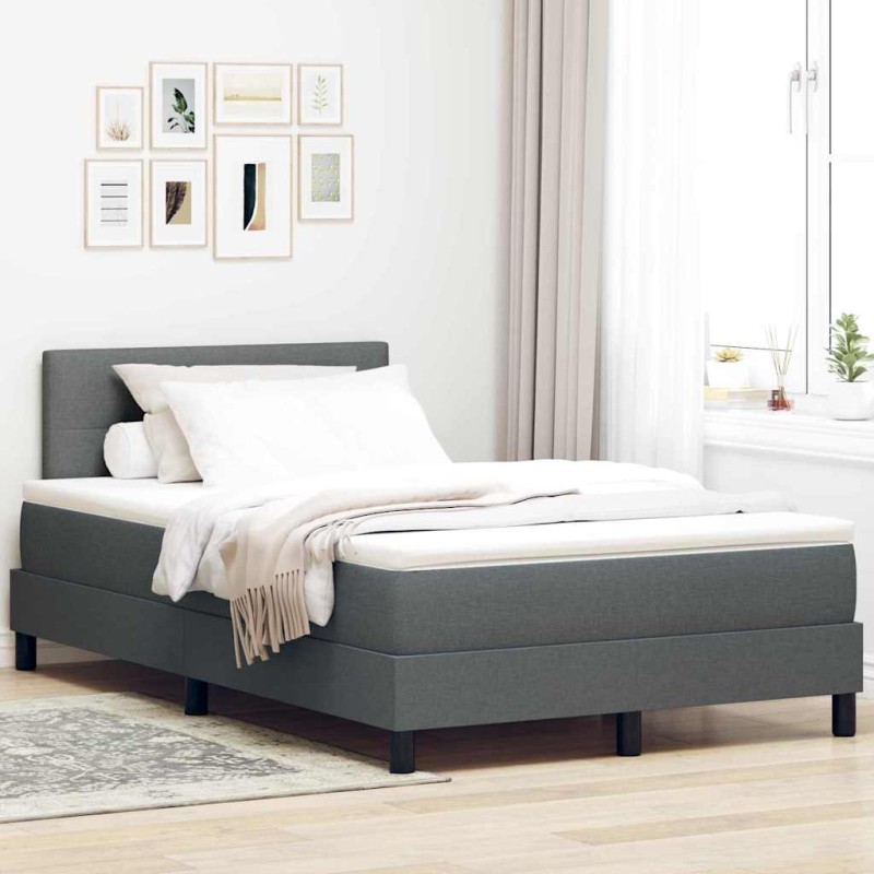 vidaXL Letto a Rete con Materasso Grigio Scuro 120x190 cm Tessuto vidaXL Letto a Rete con Materasso Grigio Scuro 120x190 cm Tessuto