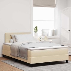 vidaXL Letto Box Spring con Materasso Crema 120x200 cm Tessuto