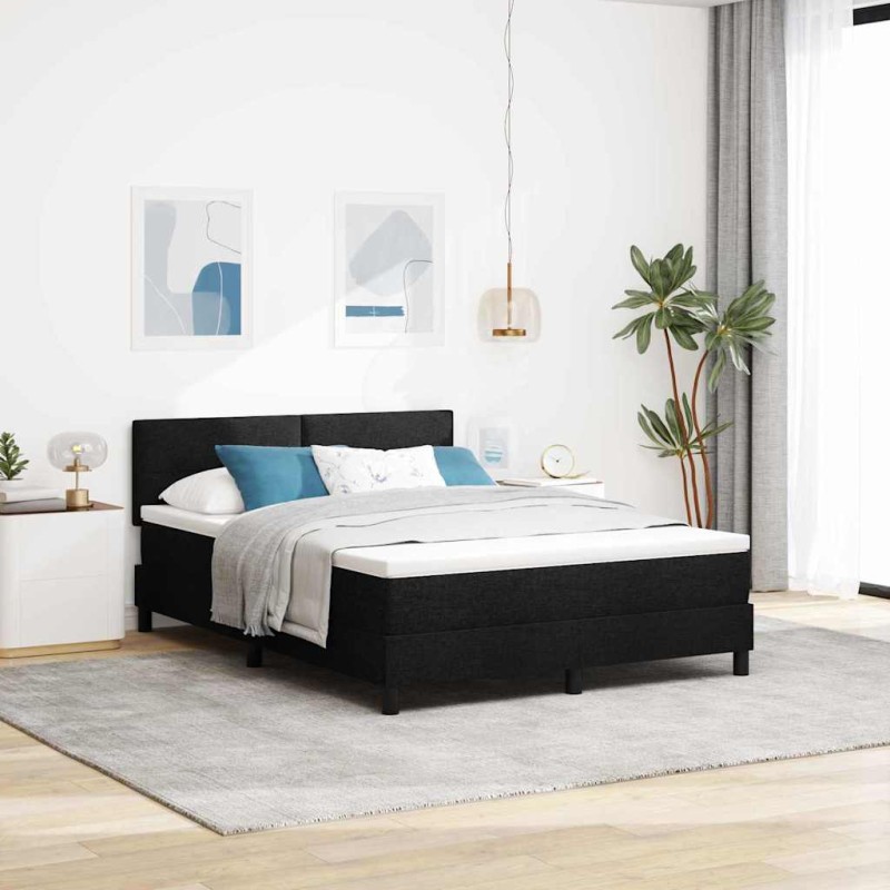 vidaXL Letto con Box Spring e Materasso Nero 140x190 cm Tessuto vidaXL Letto con Box Spring e Materasso Nero 140x190 cm Tessuto