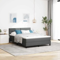 vidaXL Letto a molle con materasso grigio scuro 160x200 cm in tessuto