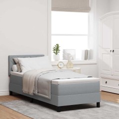 vidaXL Letto a Molle con Materasso Grigio Chiaro 80x200 cm Tessuto