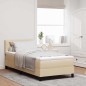 vidaXL Letto con Rete con Materasso Crema 90x200 cm Tessuto vidaXL Letto con Rete con Materasso Crema 90x200 cm Tessuto