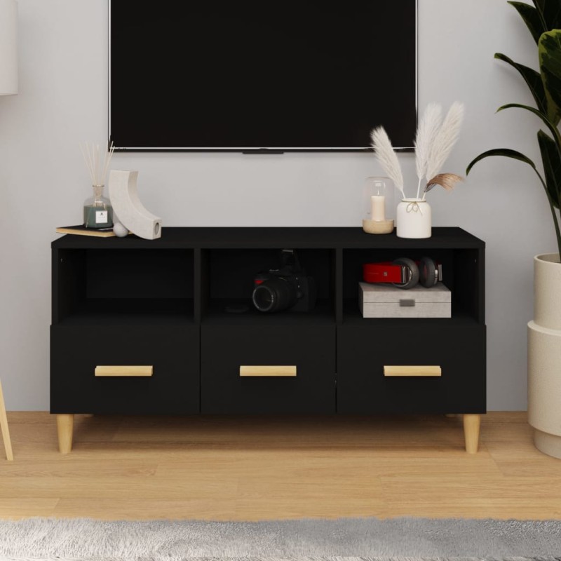 Mobile Porta TV Nero 102x36x50 cm in Legno Multistrato Mobile Porta TV Nero 102x36x50 cm in Legno Multistrato