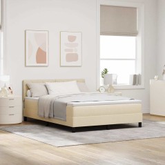vidaXL Letto a Box con Materasso Crema 140x200 cm Tessuto