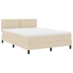 vidaXL Letto a Box con Materasso Crema 140x200 cm Tessuto