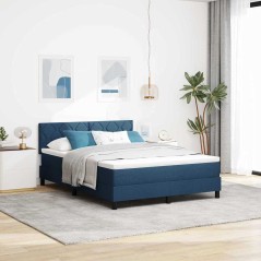 vidaXL Struttura Letto con Materasso Blu Scuro Tessuto 140 x 200 cm
