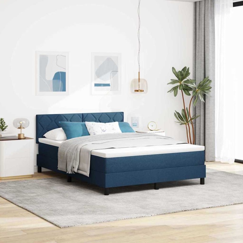 vidaXL Struttura Letto con Materasso Blu Scuro Tessuto 140 x 200 cm vidaXL Struttura Letto con Materasso Blu Scuro Tessuto 140 x 200 cm