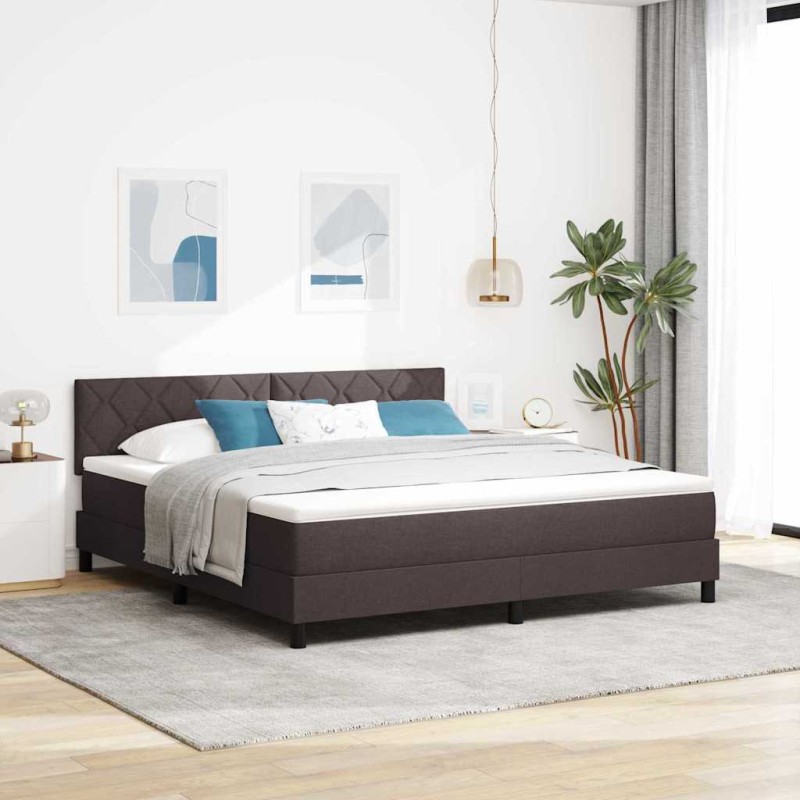vidaXL Letto a Molle con Materasso Marrone Scuro 180x200 cm Tessuto