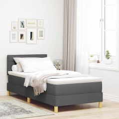 vidaXL Letto con Rete a Molle e Materasso Grigio Scuro 90x190 cm Tessuto