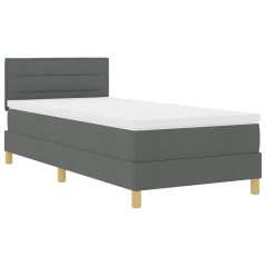 vidaXL Letto con Rete a Molle e Materasso Grigio Scuro 90x190 cm Tessuto