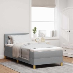 vidaXL Letto con Box Spring con Materasso Grigio Chiaro 90x200 cm Tessuto