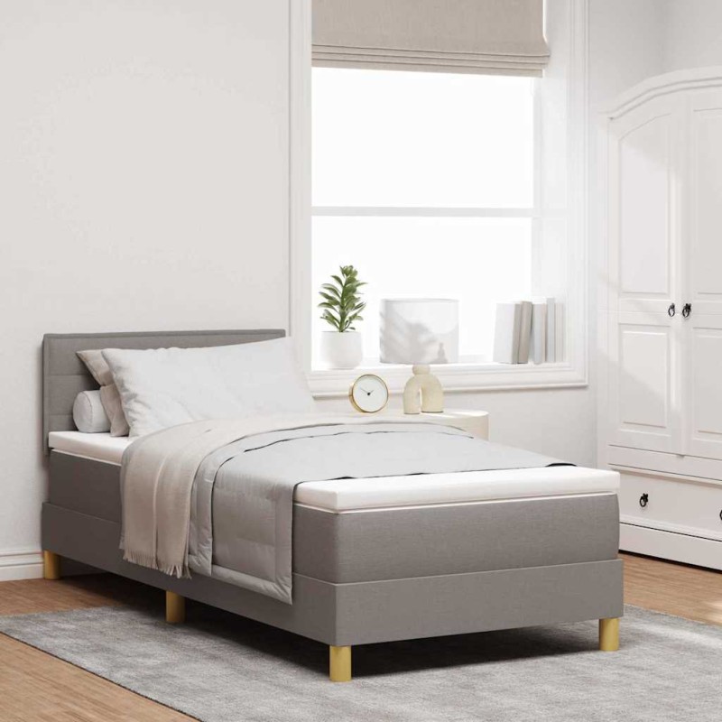 vidaXL Letto a Box Spring con Materasso Tortora 90x200 cm Tessuto vidaXL Letto a Box Spring con Materasso Tortora 90x200 cm Tessuto