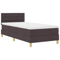 vidaXL Letto con Rete e Materasso Marrone Scuro 100x200 cm Tessuto