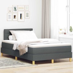 vidaXL Letto a Box Spring con Materasso Grigio Scuro 120x200 cm Tessuto