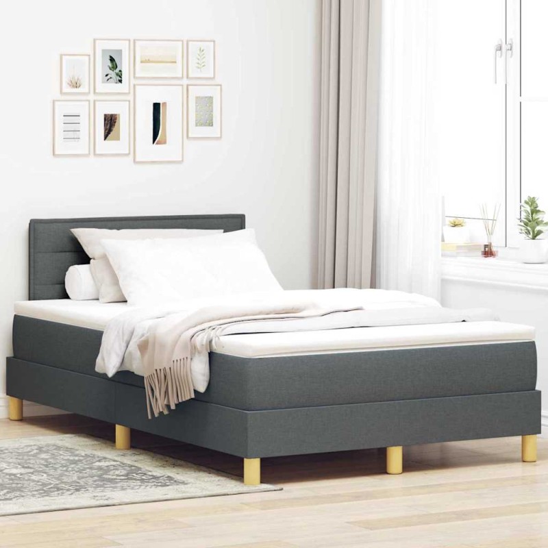 vidaXL Letto a Box Spring con Materasso Grigio Scuro 120x200 cm Tessuto vidaXL Letto a Box Spring con Materasso Grigio Scuro 120x200 cm Tessuto