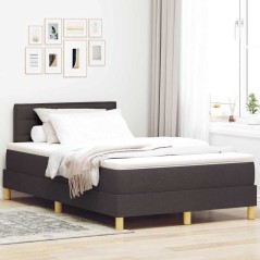 Struttura Letto Box Spring Marrone Scuro Tessuto, legno, schiuma