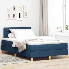 vidaXL Letto con Rete a Molle e Materasso Blu 120x200 cm Tessuto