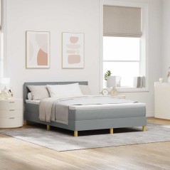 vidaXL Letto a Sirio con Materasso Grigio Chiaro 140x200 cm Tessuto