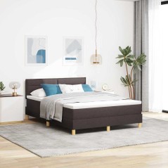 vidaXL Letto a Molle con Materasso Marrone Scuro 140x200 cm Tessuto