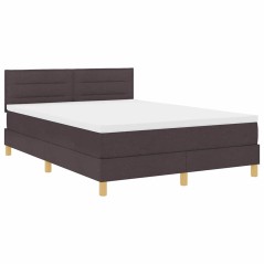 vidaXL Letto a Molle con Materasso Marrone Scuro 140x200 cm Tessuto