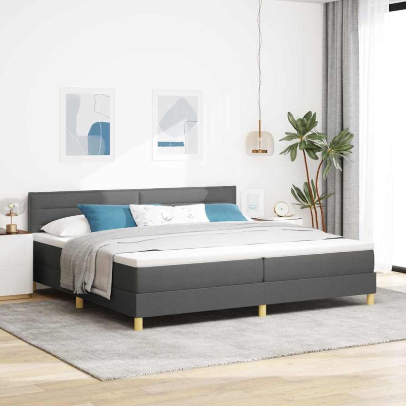 vidaXL Letto a Mola con Materasso Grigio Scuro 200x200 cm Tessuto