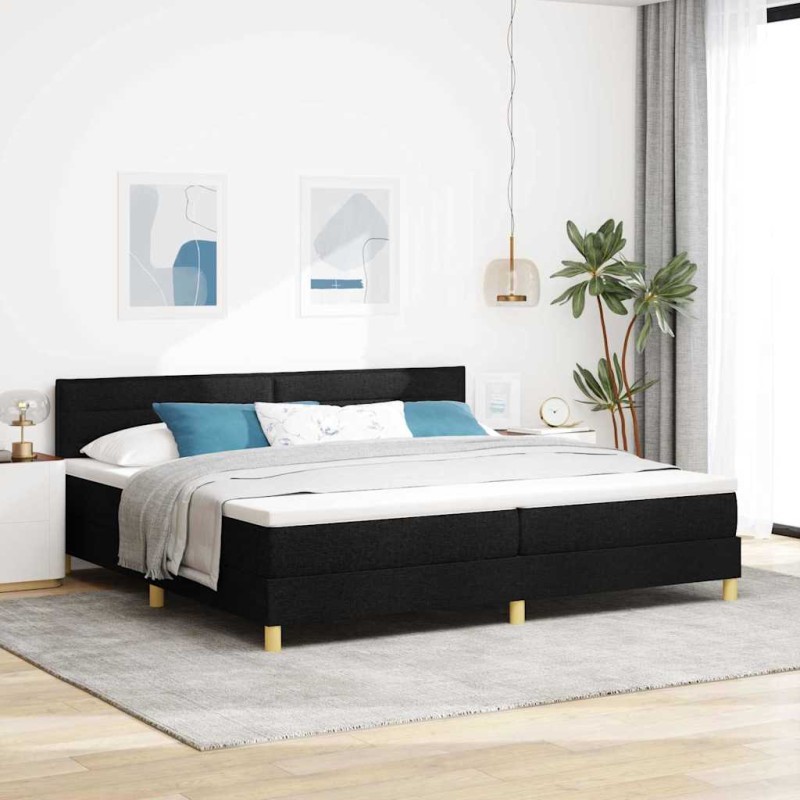 vidaXL Letto a Molle con Materasso Nero 200x200 cm Tessuto vidaXL Letto a Molle con Materasso Nero 200x200 cm Tessuto