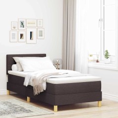 vidaXL Letto con Box Spring e Materasso Marrone Scuro 100x200 cm Tessuto