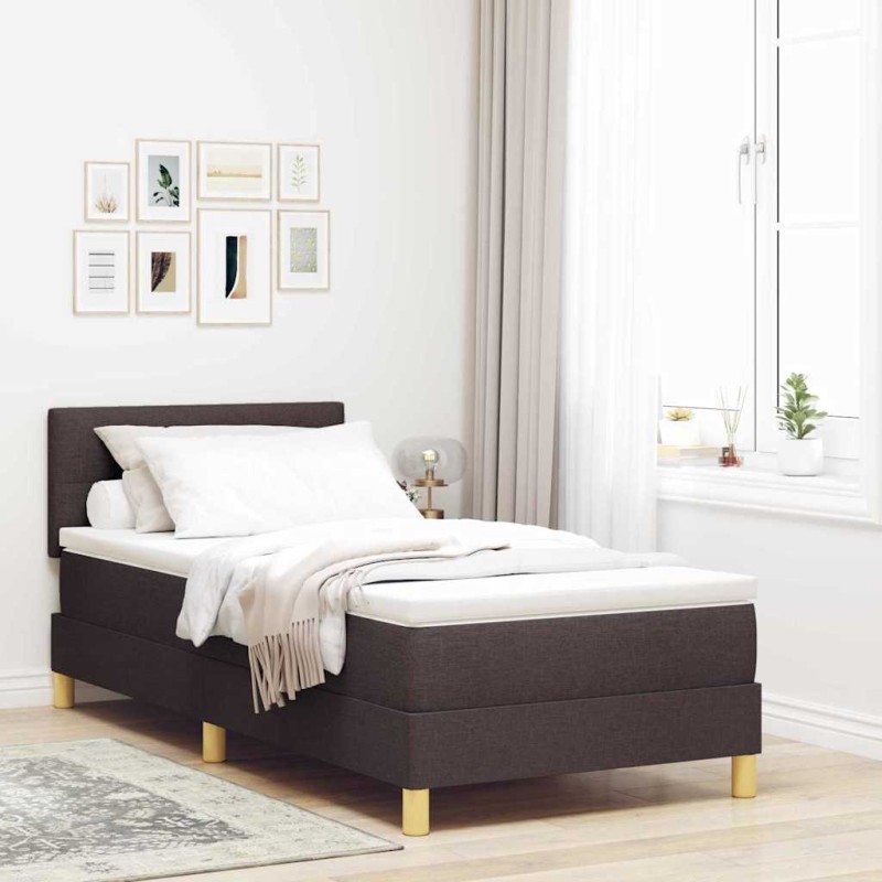 vidaXL Letto con Box Spring e Materasso Marrone Scuro 100x200 cm Tessuto