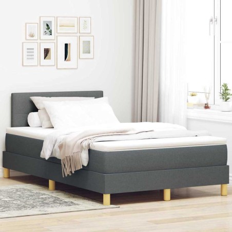 vidaXL Letto con rete a doghe e materasso grigio scuro 120x190 cm tessuto