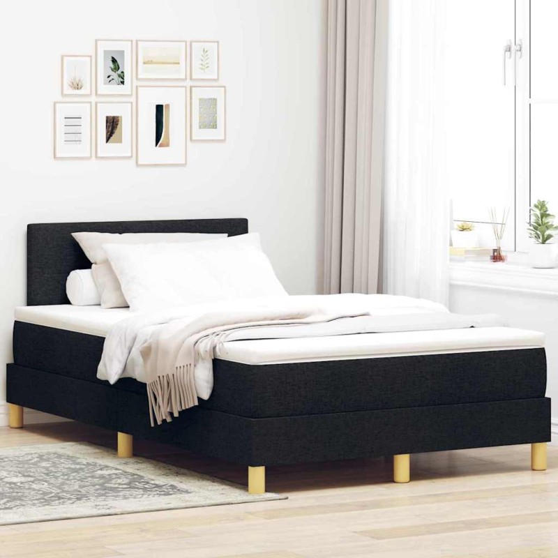 vidaXL Letto Box Spring con Materasso Nero 120x190 cm Tessuto vidaXL Letto Box Spring con Materasso Nero 120x190 cm Tessuto