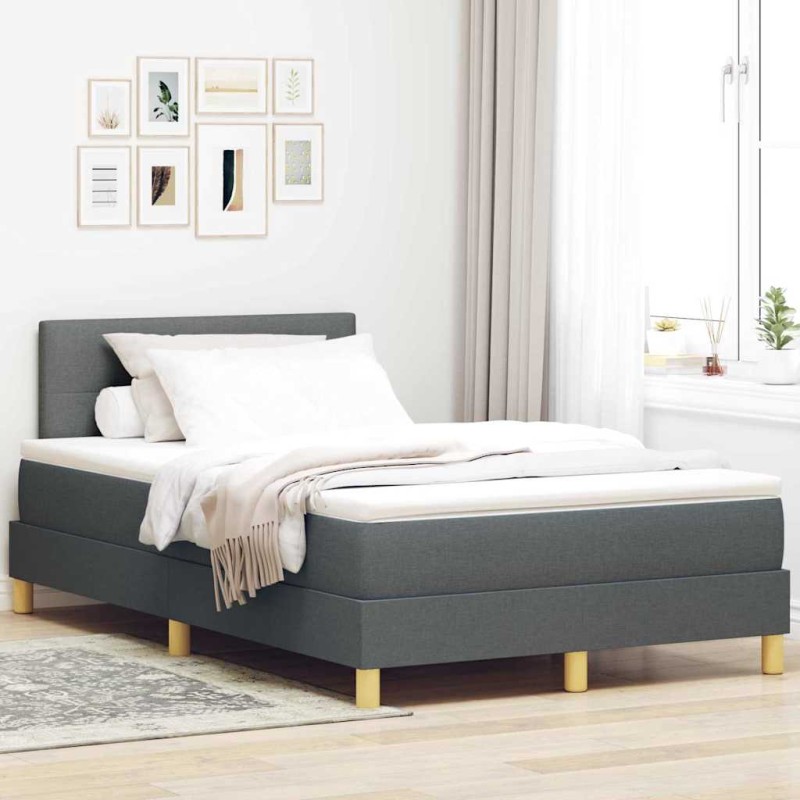 vidaXL Letto con Box Spring e Materasso Grigio Scuro 120x200 cm Tessuto vidaXL Letto con Box Spring e Materasso Grigio Scuro 120x200 cm Tessuto