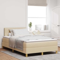 vidaXL Letto a Box Spring con Materasso Panna 120x200 cm Tessuto