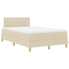 vidaXL Letto a Box Spring con Materasso Panna 120x200 cm Tessuto