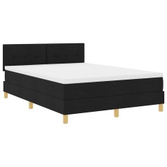 vidaXL Letto con Box Spring e Materasso Nero 140x200 cm Tessuto