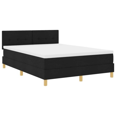 vidaXL Letto con Box Spring e Materasso Nero 140x200 cm Tessuto