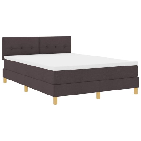 vidaXL Letto con Box Spring e Materasso Marrone Scuro 140x200 cm Tessuto