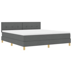 vidaXL Letto box spring con materasso grigio scuro 180x200 cm tessuto
