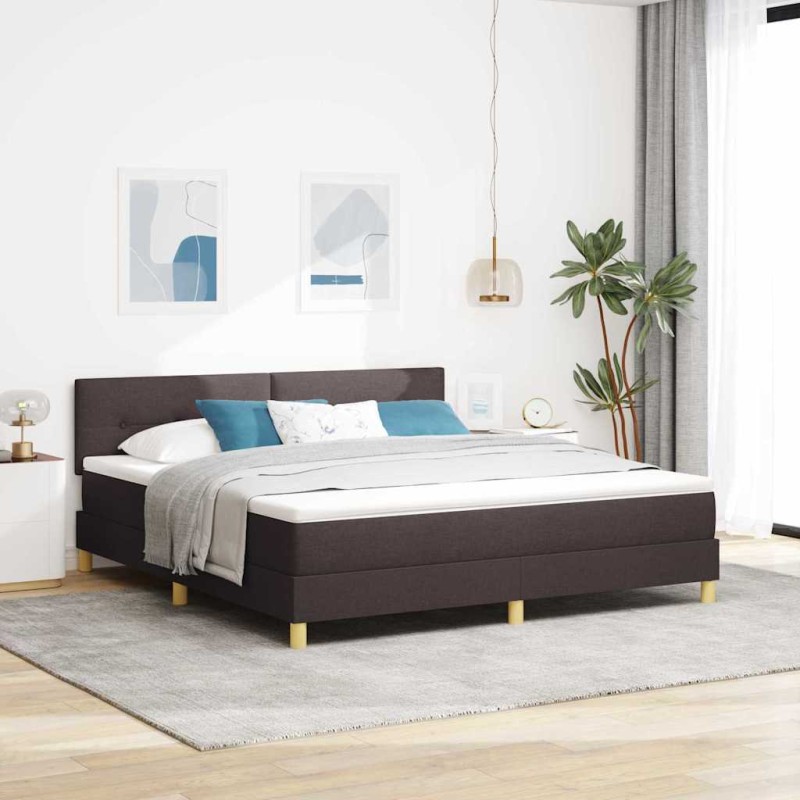 vidaXL Letto con Box Spring e Materasso Marrone Scuro 180x200 cm Tessuto