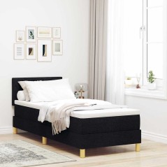 vidaXL Letto con Box Spring e Materasso Nero 80x200 cm Tessuto