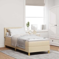 vidaXL Letto a Box Spring con Materasso Panna 80x200 cm Tessuto
