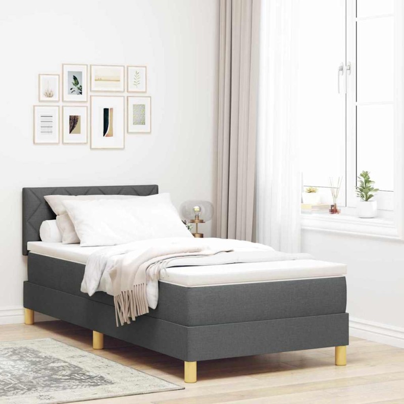 vidaXL Letto con Box Spring e Materasso Grigio Scuro 90x190 cm in Tessuto