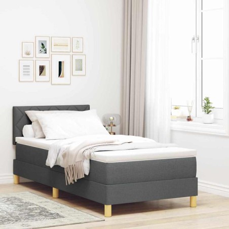 vidaXL Letto con Box Spring e Materasso Grigio Scuro 90x190 cm in Tessuto