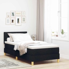 vidaXL Letto a Molle con Materasso Nero 100x200 cm Tessuto