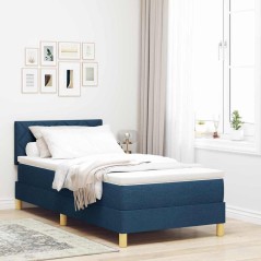 vidaXL Letto a molle con materasso blu 100x200 cm in tessuto