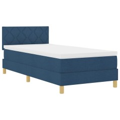 vidaXL Letto a molle con materasso blu 100x200 cm in tessuto
