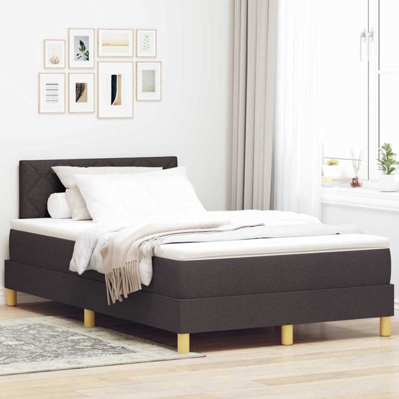 vidaXL Letto con rete a doghe e materasso marrone scuro 120x200 cm in tessuto